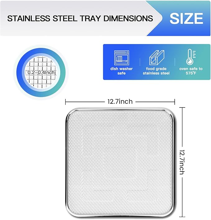 316 16pcs Stainless Steel Commercial Dehydrator Tray 15.7in Food Dehydrator Trays 16 Pack Fruit Dryer Trays BPA-Free Food Dryer Accessories