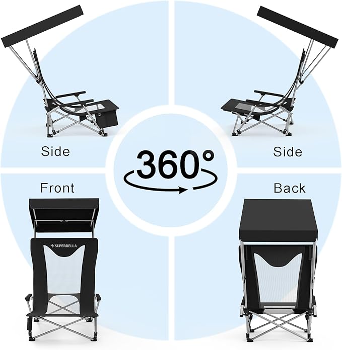 Portable Beach Chair for Adults with Cup Holder Hard Arm Folding Lawn Chairs for Outdoor Activities Camp Sports Beach Travel &amp Picnic Supports up to 400 lbs