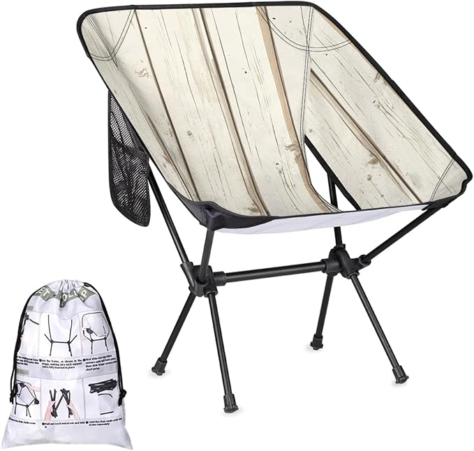 Honeybaby Folding Camping Chair Wooden Plank Camping Chairs Lightweight Portable Chair Outdoor Foldable Chairs for Camping Travel Picnic Beach Hiking
