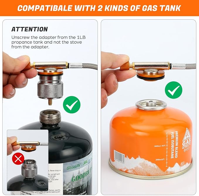 Odoland 3500W/6800W Windproof Camp Stove Camping Gas Stove with Fuel Canister Adapter Piezo Ignition Carry Case Portable Collapsible Stove Burner for Outdoor Backpacking Hiking and Picnic