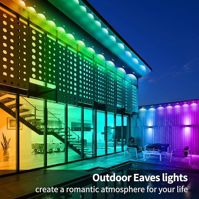 Permanent Outdoor Lights 60FT Smart Outside RGB LED Christmas Light App Control Remote IP67 Waterproof Eternity Eaves Lighting for HalloweenHousePatio Decor Garden Decor Decorations