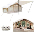 Inflatable Camping Tent with Canopy 4-6 Person 4 Season Air Tent 5 Min Quick Setup Waterproof Windproof with 420D Oxford 2 Mesh Doors &amp 4 Windows Clear Skylight for Family Camping
