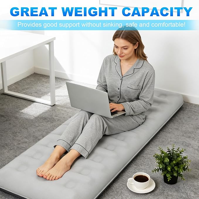 Single Size Air Mattress - Inflatable Camping Bed Inflatable Single Bed for Camping Home &amp Travel(Grey)