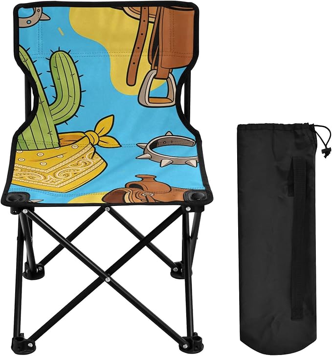 Compact Camp Chair Art Western Backpacking Ultra Lightweight Carry Bag Included Ice Fishing with Back for