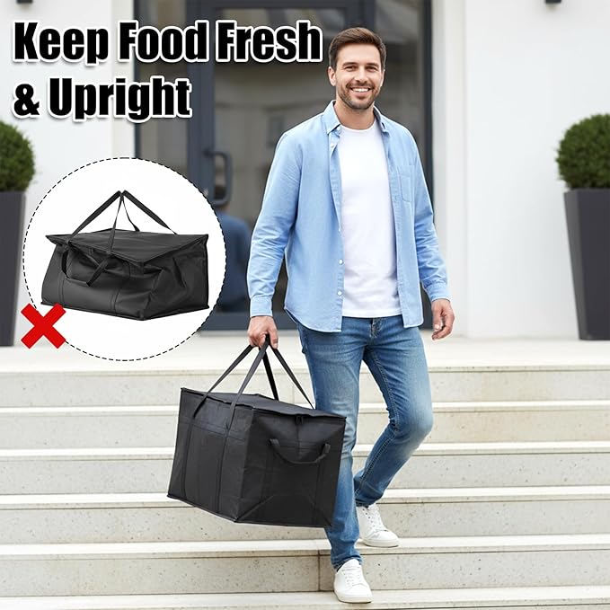 Food Delivery Bag 2 Pcs Insulated XXXL Pizza Delivery Bags Premium Insulated Grocery Bag Reusable Warming Bags Catering Supplies for Grocery Shopping and Catering