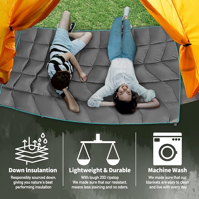 Outdoor Puffy Camping Blanket Lightweight Down Alternative Puffy Printed Camping Large Ultra Warm Hammock Top Quilt Waterproof Blanket for Traveling Picnic Beach Party Cold Weather (Arizona Fade)