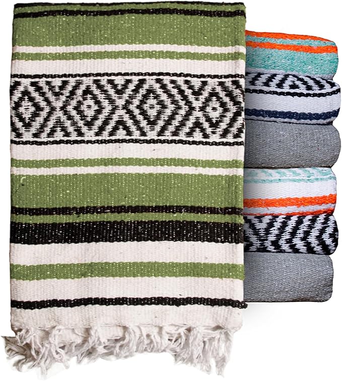 $averPak BodyForge Authentic Mexican Falsa Yoga Blanket (Green/Black/White)