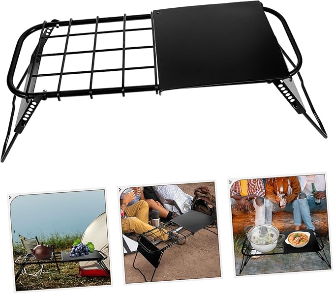 YARNOW Metal Folding Table Adjustable Height for Outdoor Grill Camping Hiking