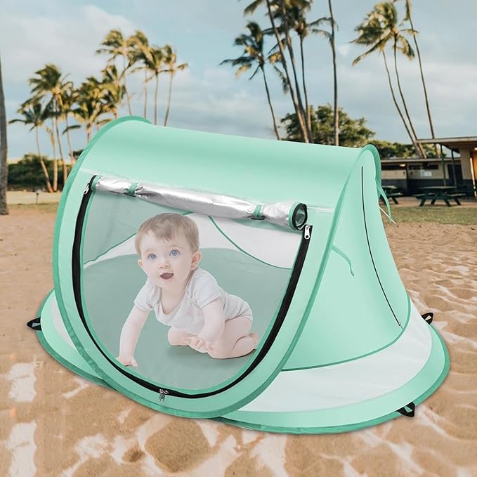 110x70x50cm Baby Beach Tent Camping Tent Sun Shelter Pop Up Baby Uv Protection Beach Tent with Storage Bag for Picnic Vacation Travel Yard Outdoors Beach