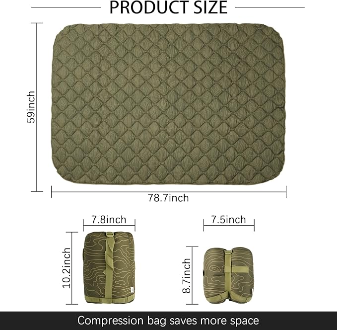 LOOGU Camo Blanket Waterproof Insulation Poncho Liner for Outdoor Camping Hiking Hunting Survival Backpacking Picnicking