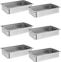 GarveeHome 6 Pack Full Size Food Pans 4 in Deep Commercial Catering Hotel Pan NSF Certified Stainless Steel Anti-Jamming Steam Table PanHandle + No Lid