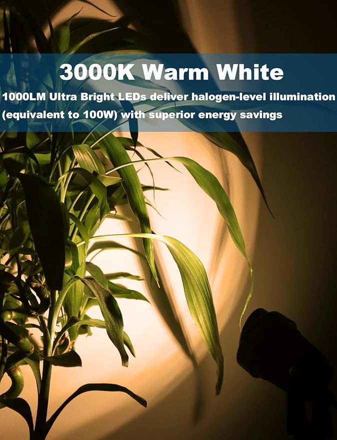 12W Landscape Lights Low Voltage LED Landscape Lighting Spotlight Waterproof Garden Pathway Christmas Decorative Lights Outdoor 20 Pack with Connector (Warm White 3000K)