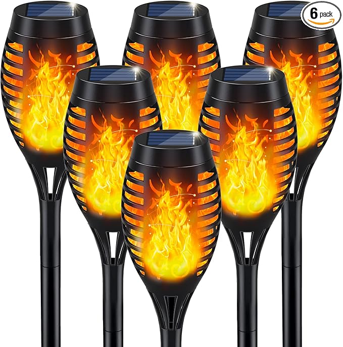 IkeeRuic Solar Lights Outdoor Solar Torch Light with Flickering Flame for Outdoor Decor Solar Garden Lights Waterproof Outdoor Lighting Flame Torches for Outside Patio Pathway Yard Decorations