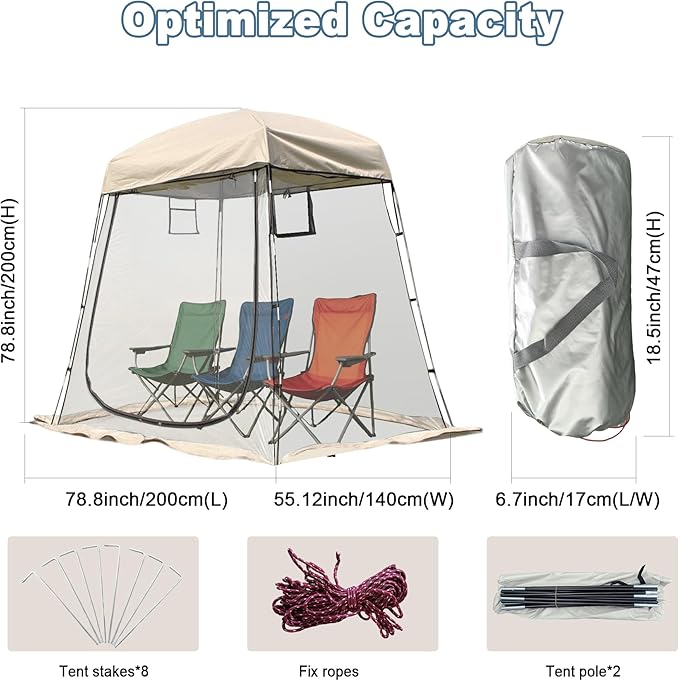 2-3 Person Clear Sport Tent with Extra Rain Cover - Windproof Winter Tent for Ice Fishing Backyard &amp Outdoor Sports