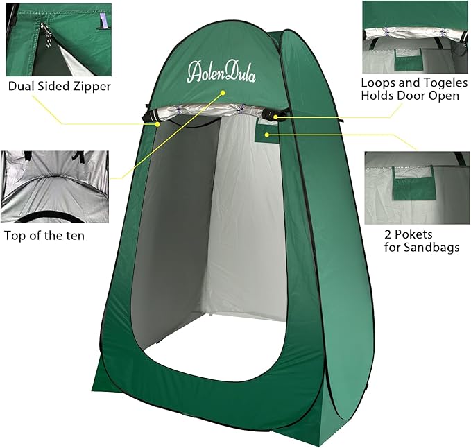 Pop Up Privacy Tent - 3000mm Waterproof Instant Changing Room for Camping/Beach Portable Shower Shelter with Carry Bag &amp Stakes (6.5lbs Lightweight)