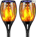 TomCare Solar Lights 43 Waterproof Flickering Flames 96 LED Torches Outdoor Landscape Decoration Lighting Auto On/Off Pathway Lights for Garden Patio Yard Black(2)