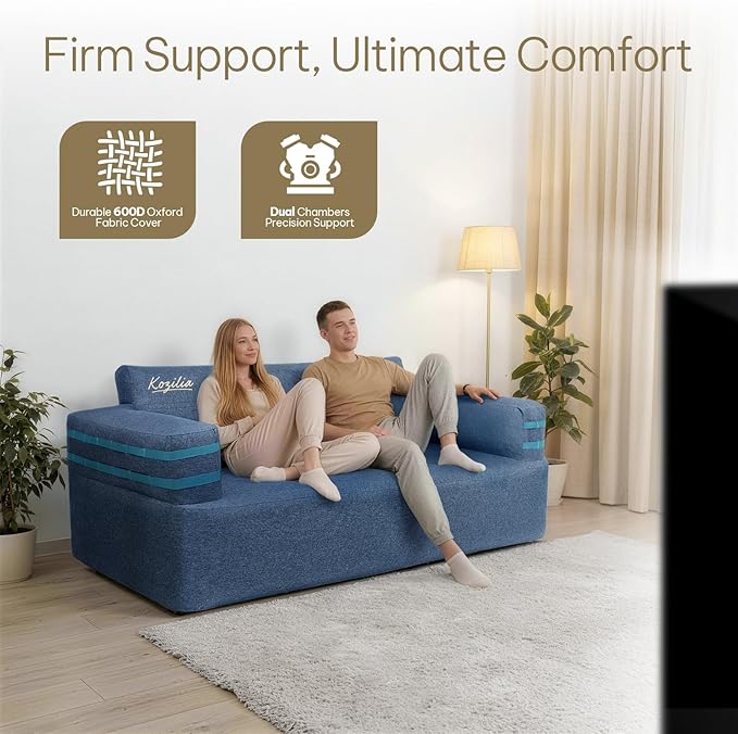 Portable Inflatable Sofa with Built-in Pump - Quick Inflation Comfortable and Durable Blow Up Loveseat for Indoor &amp Outdoor Living Room Camping Apartment Dorm