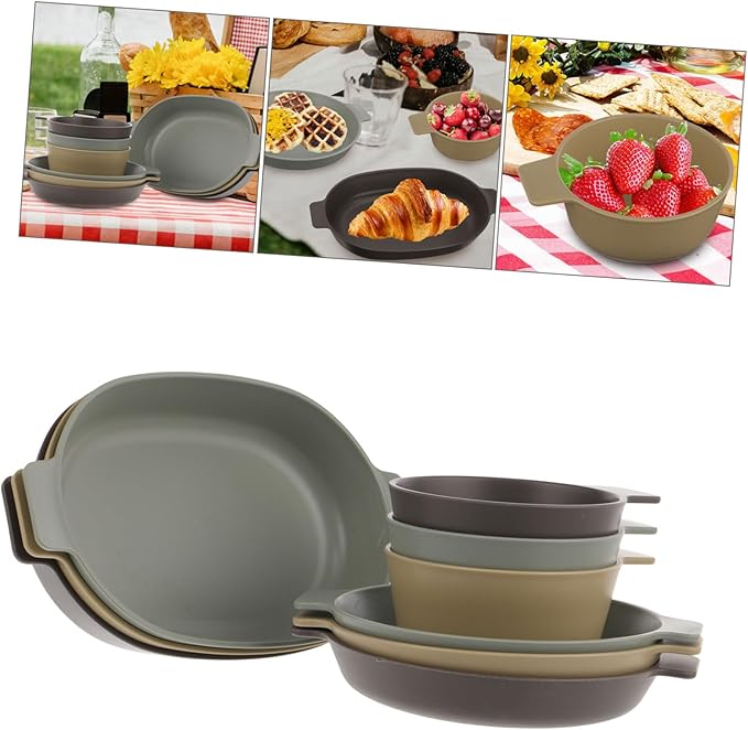 BESPORTBLE Portable Plastic Dinnerware Set Reusable Camping Plates Bowls Serving Platters Small Bowls for Side Dishes Decorative Outdoor Plates for Patio
