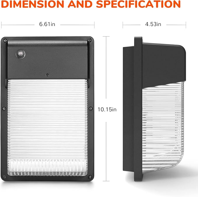 JJC LED Wall Pack Light with Photocell28W(150-250W Replacement)3000LM 3000K-Warm White Dusk to Dawn LED Outdoor Lighting100-277V Outdoor Security Lights
