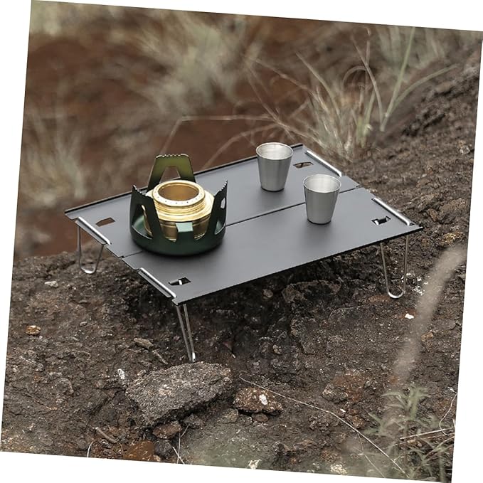 VICASKY 1set Portable Folding Camping Table Lightweight Alloy Desk Legs for Easy Storage for Picnics Beach Hiking and Outdoor Gatherings Black