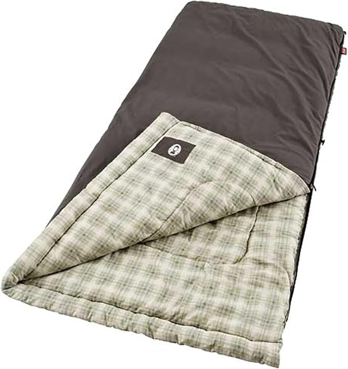 Coleman Heritage Big &amp Tall 10°F Flannel Sleeping Bag XL Sleeping Bag Fits Adults up to 6ft 7in Tall Machine Washable Great for Camping Hunting Guests &amp More
