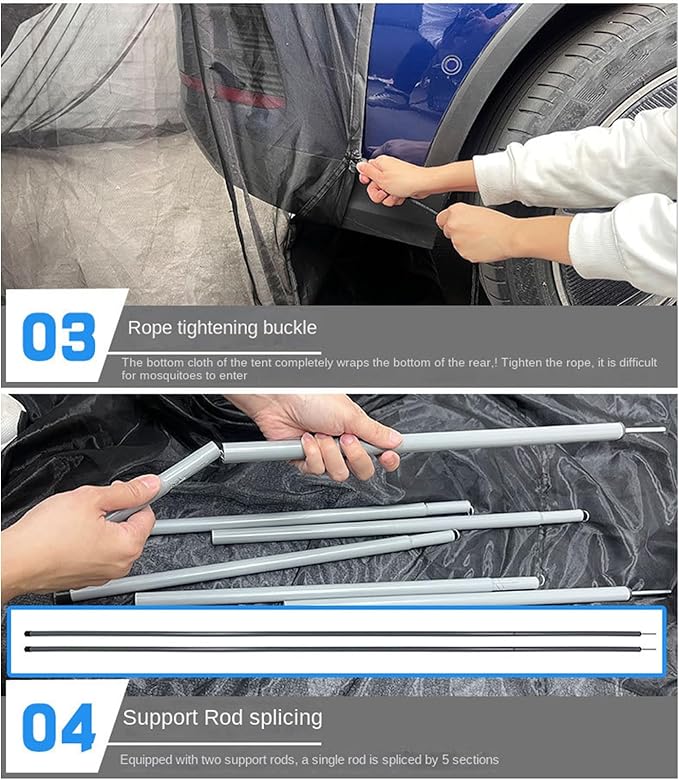 SUV Tent - Mesh/PU Waterproof Sun Protection Canopy126x78x76.7 Inch Windproof Portable SUV Tailgate Tent Vehicle Rear Hiking Traveling