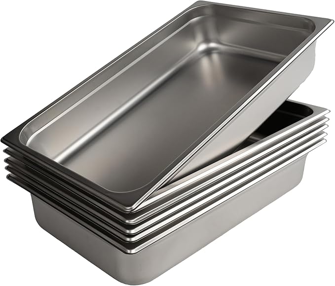 Pearington 12PC 6 PACK HOTEL PAN/FOOD PAN SS 16L FOOD PAN W/LID 304 GAUGE STAINLESS STEEL