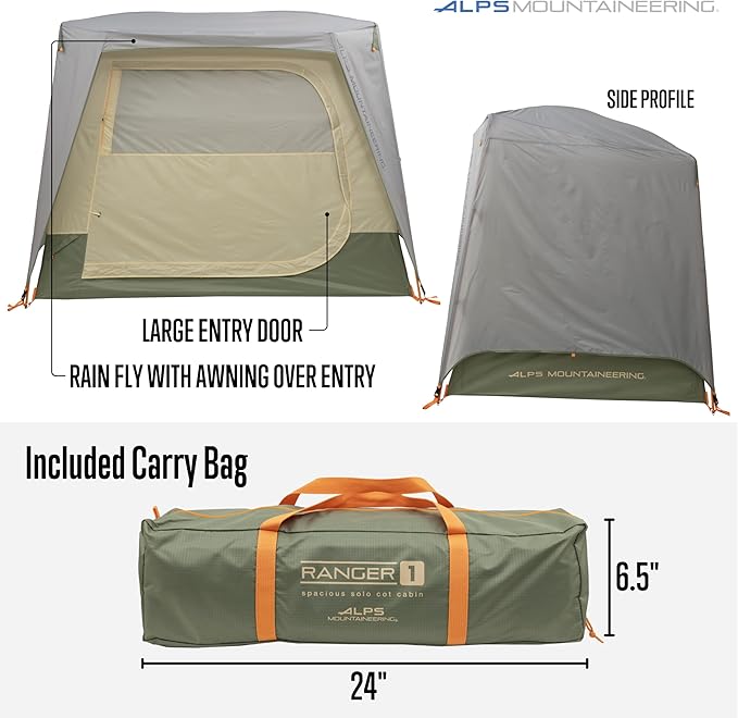 ALPS Mountaineering Ranger 1-Person Tent – Lightweight Freestanding Backpacking Tent with 7000-Series Aluminum Poles Full Rainfly &amp Compact Design for Hiking and Camping