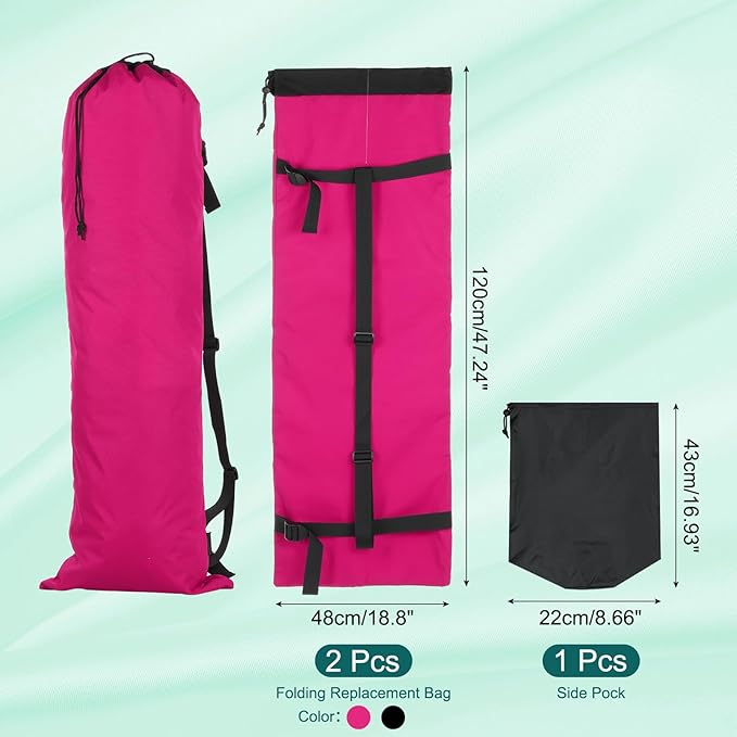PATIKIL Foldable Camp Chair Replacement Bag 2 Pcs Camping Chairs Folding Chair Carry Bag with Adjustable Shoulder Strap for Outdoor Camping Fishing Storage Rose Red Black