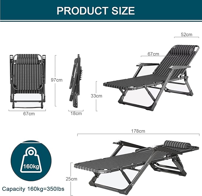 Reclining Chair Gravity Chair Recliner Garden Chairs Outdoor Deck Chairs Folding Recliner Chair and Footstool Max 160kg