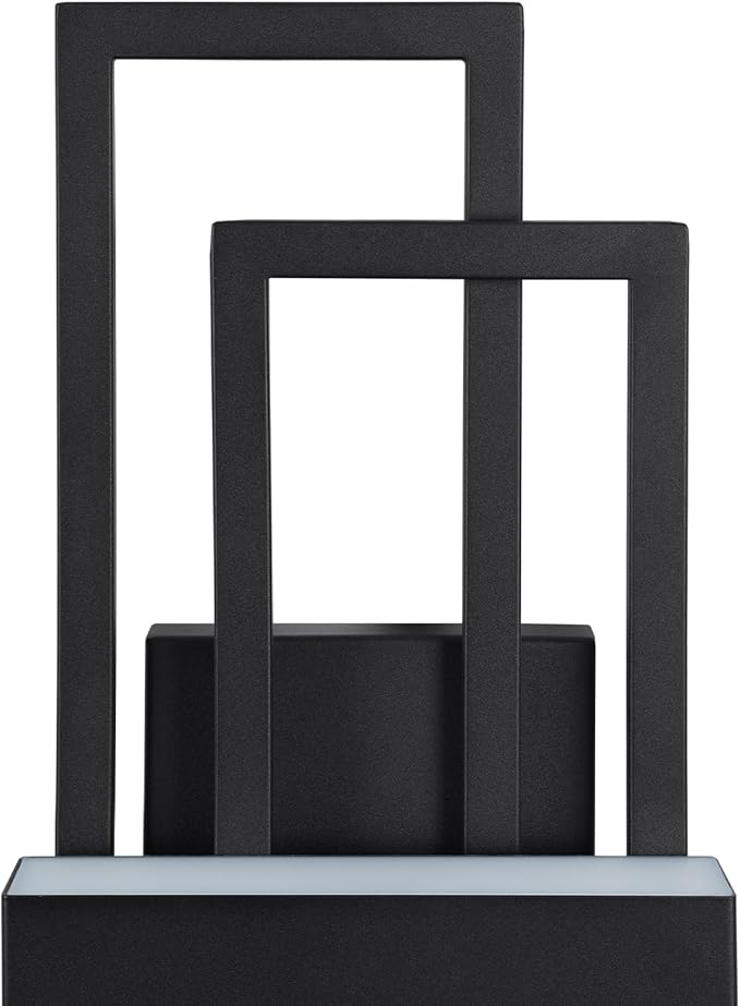 LamQee 25.6 Inch Modern Outdoor Wall Lights Integrated LED 1200LM Large Exterior Lighting Fixture Dual Rectangle Outdoor Sconce Black Metal Wall Mount Porch Light Outside Lamp for House Garage Patio