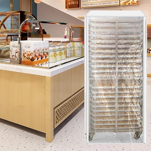 Heavy-Duty Transparent Foodservice Sheet Rack Cover Bakery - 28 x 23 x 61 - Easy Fold &amp Store(28 * 23 * 61in)