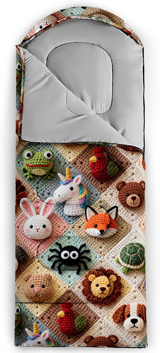 AILONEN Cartoon Camping Sleeping Bag for Boys Girls AdultsLightweight &amp Waterproof3 Season Warm &amp Cold WeatherPortablePrinted Sleeping BagTravelingCampingHiking