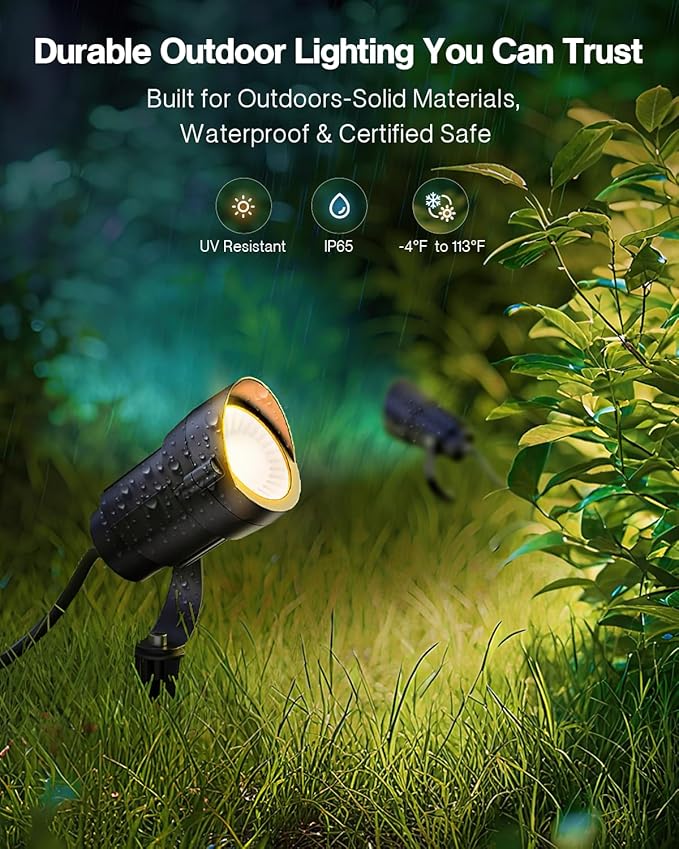 HIBOITEC Spotlights Low Voltage Landscape Lighting with Connectors 600LM 2900K Landscape Lights Kit 12-24V AC/DC IP65 Waterproof for House Yard Trees Garden Outdoor 16 Packs