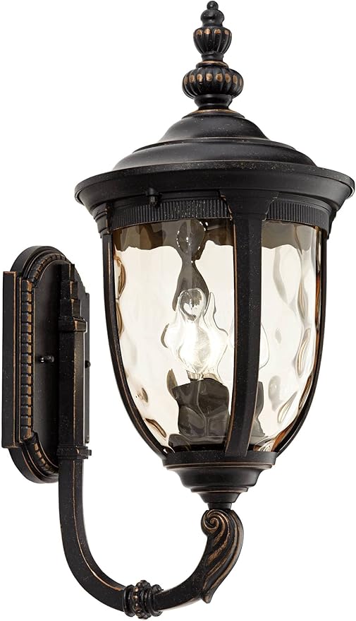 John Timberland Bellagio European Outdoor Wall Light Fixture Sconce Bronze Aluminum 21 Hammered Glass Decor for Exterior House Porch Patio Outside Deck Garage Yard Front Door Garden Home
