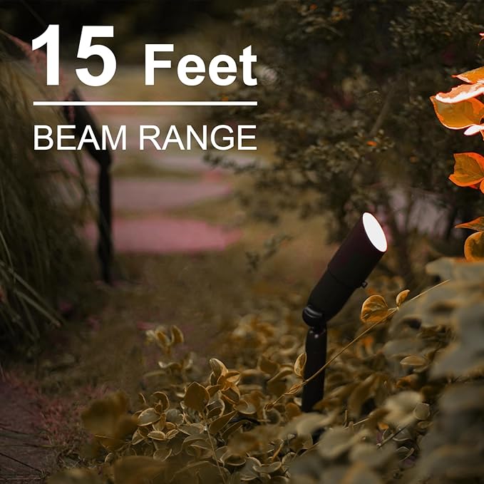 OODSMANN Low Voltage Landscape Flood Lights 20W Halogen 176 Lumen Outdoor Spotlight 3000K Warm White Replaceable Bulbs Outside Hardwired Lighting with Metal Stakes Cable Connectors