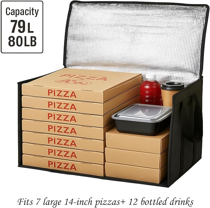 Bodaon 2-Pack Insulated Food Delivery Bag XXXL Grocery Shopping/Catering/Pizza Cooler Bags Rideshare Delivery Bag Cold/Hot Styrofoam Carrier for Travel/Car Warmer/Froze