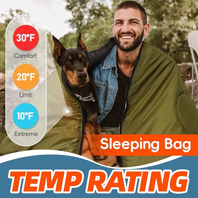 MEREZA 0 Degree Winter Sleeping Bag for Adults Kids with Pillow Cold Weather Sleeping Bag for 4 Season Camping Hiking Backpacking Sleeping Bags for Big and Tall