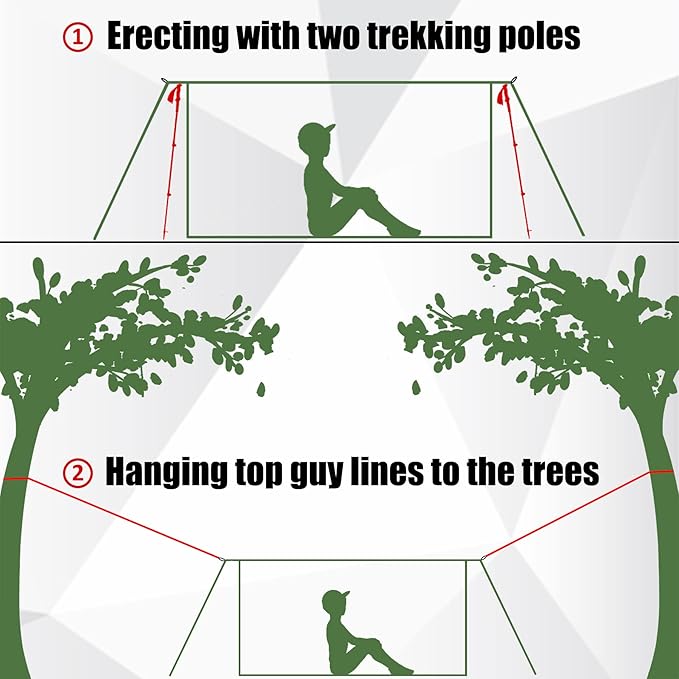 2-Person Trekking Pole Tent for Backpacking - Ultralight A-Frame Backpacking Tent Two Person Waterproof Hiking Tent for Camping Lightweight Camping Tent for Scouts Trekker (No Poles)