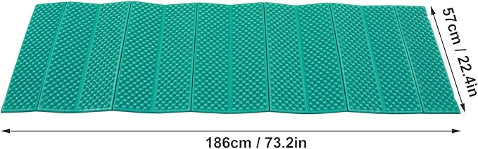 Foldable Sleeping Mat 2cm Thickness Egg Crate Foam Pad Black Bottom for Outdoor Camping (Dark Green)