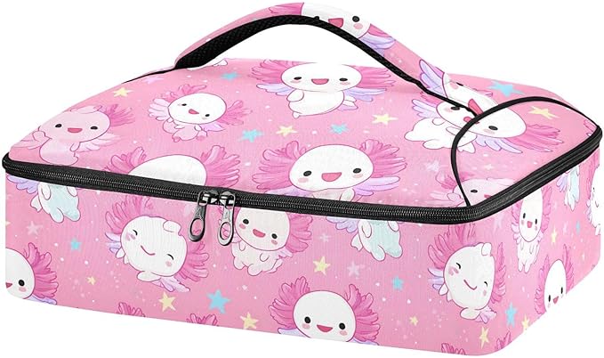 Casserole Carrier Adorable Axolotl PatternInsulated Casserole Carrier for Hot or Cold Food Thermal Lunch Tote for Potluck Parties Picnic Beach Fits 9 x 13 Inches Baking Dish