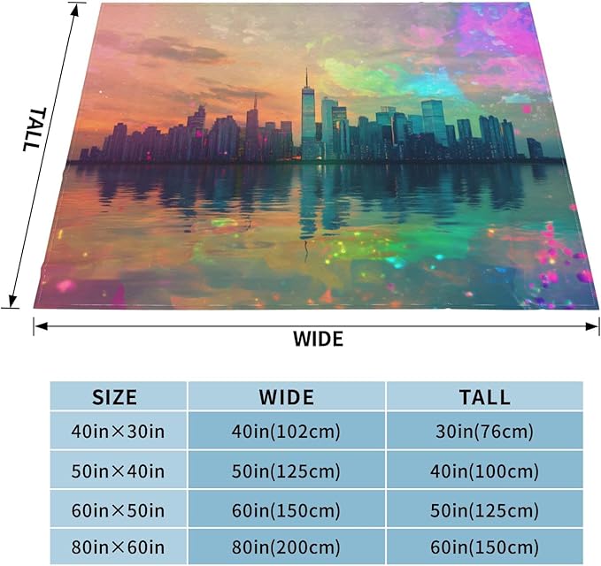 Holographic neon City Soft Fleece Blanket 60 * 50 inch Soft Sofa Blanket Suitable for Sofa Camping Travel Night Cover Blanket