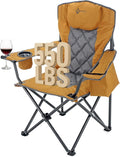 ARROWHEAD OUTDOOR Portable Deluxe Folding Camp Quad Chair w/Headrest Glass &amp Cup Holders Armest 6-can Cooler Heavy Duty Carry Bag 550 lbs Weight Capacity