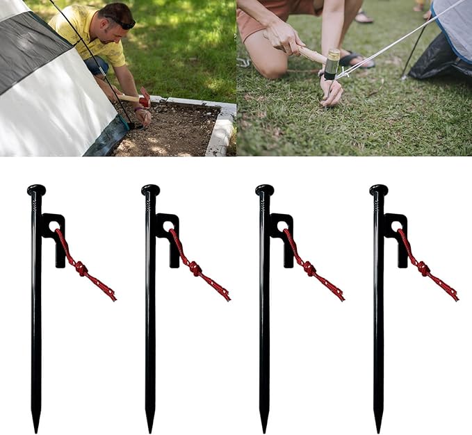 Camping Gear 4Pcs Outdoor Ground Stakes Campings Nails Peg Tent Stakes Heavy Dutys Steel Beach Tent Peg Canopies Stakes Fixations Peg