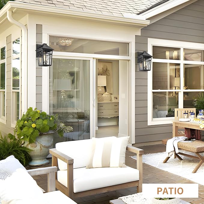 Darkaway Outdoor Wall Lights for House Exterior Lighting Fixtures Wall Mount Porch Lights Waterproof Outdoor Sconce Lights with Water Ripple Glass for Patio Hallway Garage