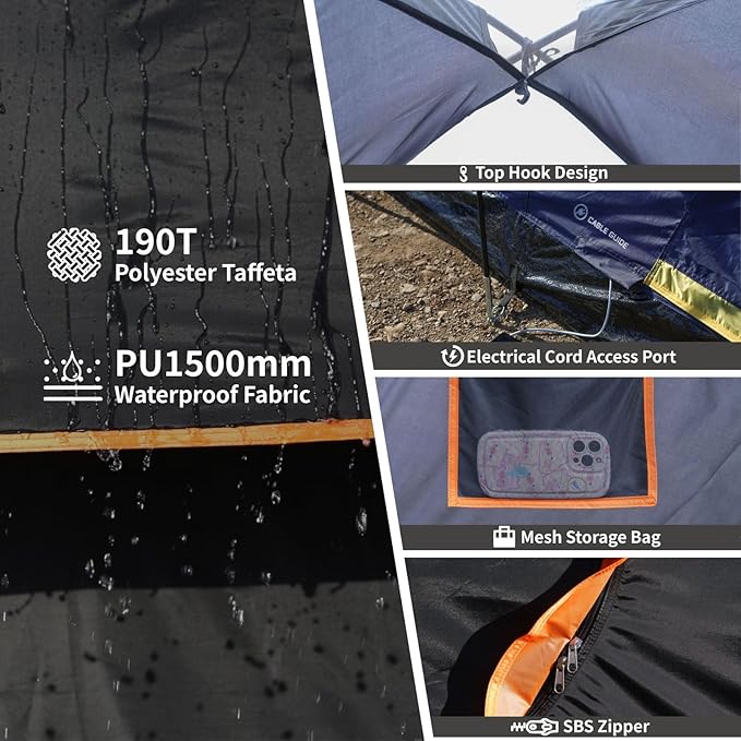 EchoSmile 10/12 Person Camping Tent Waterproof Windproof Tent with Rainfly Easy Set up for Outdoor Family Camping Party