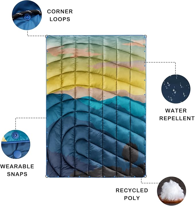 Camping BlanketLightweight Puffy Printed Camping Blanket Packable Outdoor Blanket for CampingTraveling Stadium Hiking Picnics