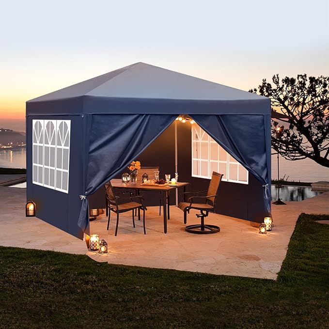 3 x 3m Two Doors &amp Two Windows Practical Waterproof Right-Angle Folding Tent Blue