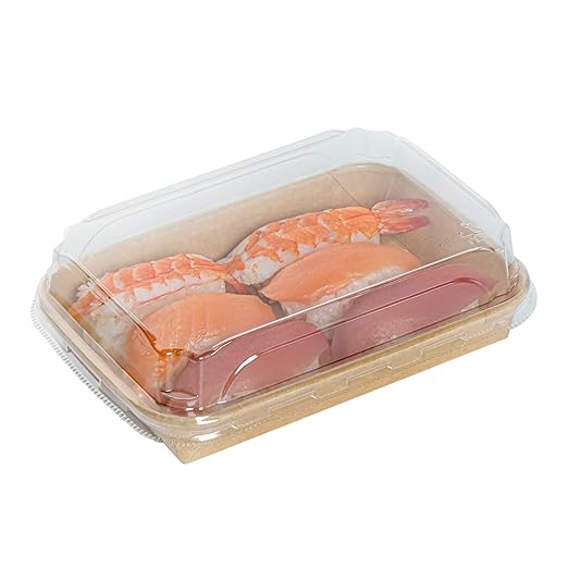 Restaurantware-LIDS ONLY: Matsuri Vision 6.6 x 4.6 x 1.2 Inch Lids For Sushi Containers 100 Airtight Lids - Containers Sold Separately No-Fog Design Clear Plastic Dome Lids For Sushi Boxes