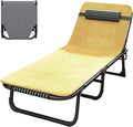 Fold Up Beds for Adults 4 Speed Adjustable Backrest with Removable Headrest Portable Folding Bed Cot Lounge Chair for Beach Lawn CampingYellow-190 * 75 * 28cm
